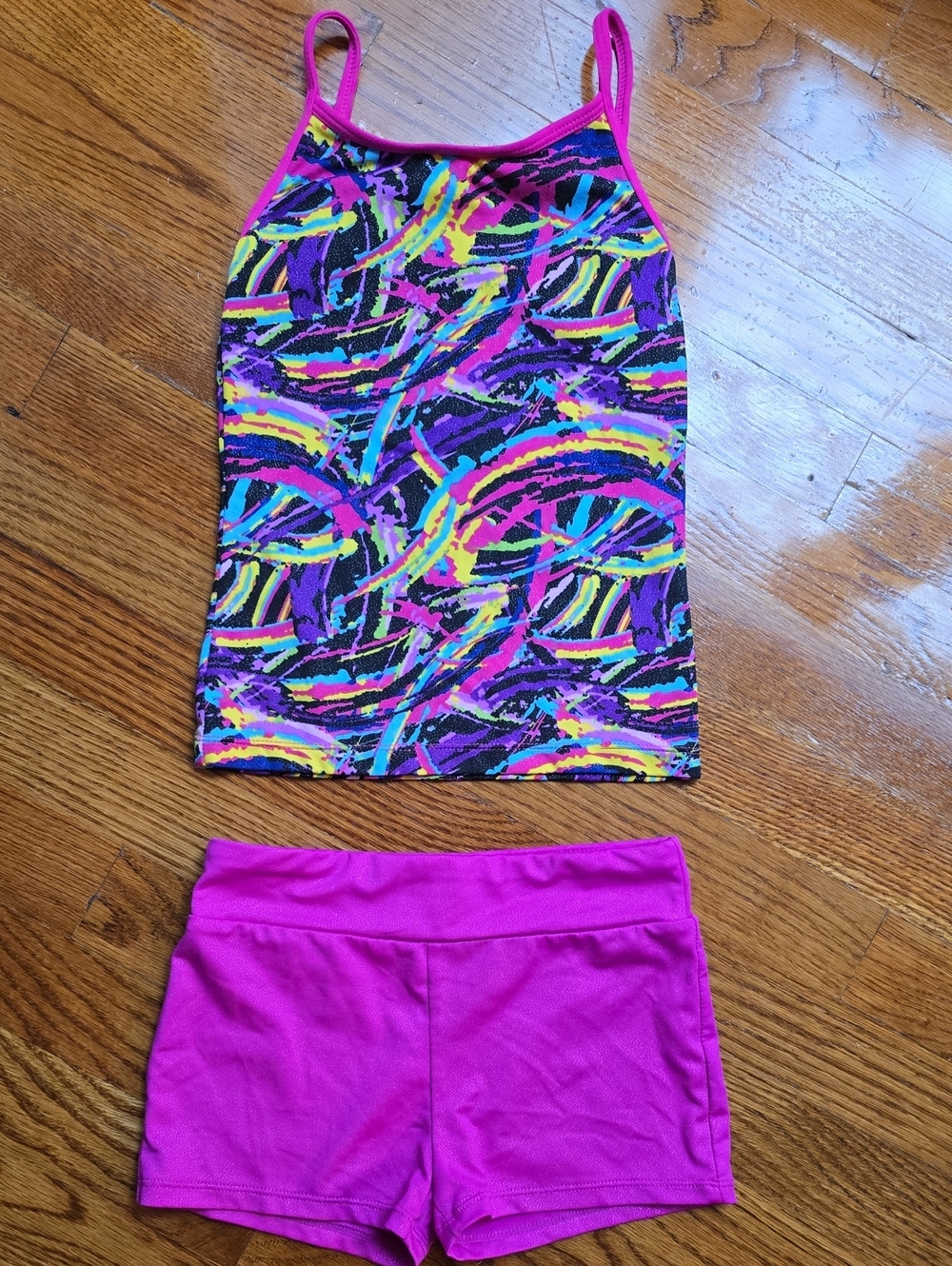 Danskin Neon Abstract 2 Piece Leotard 7/8